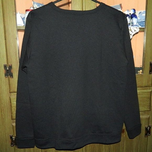 HANES Womens Sweatshirt V-Notch Black Size Medium NEW WITH TAGS - Picture 3 of 11